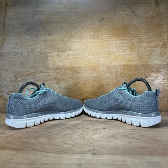 Skechers Memory Foam Knit Womens Size 9 Trainers Gray/Light Blue 12614 - Picture 5 of 8